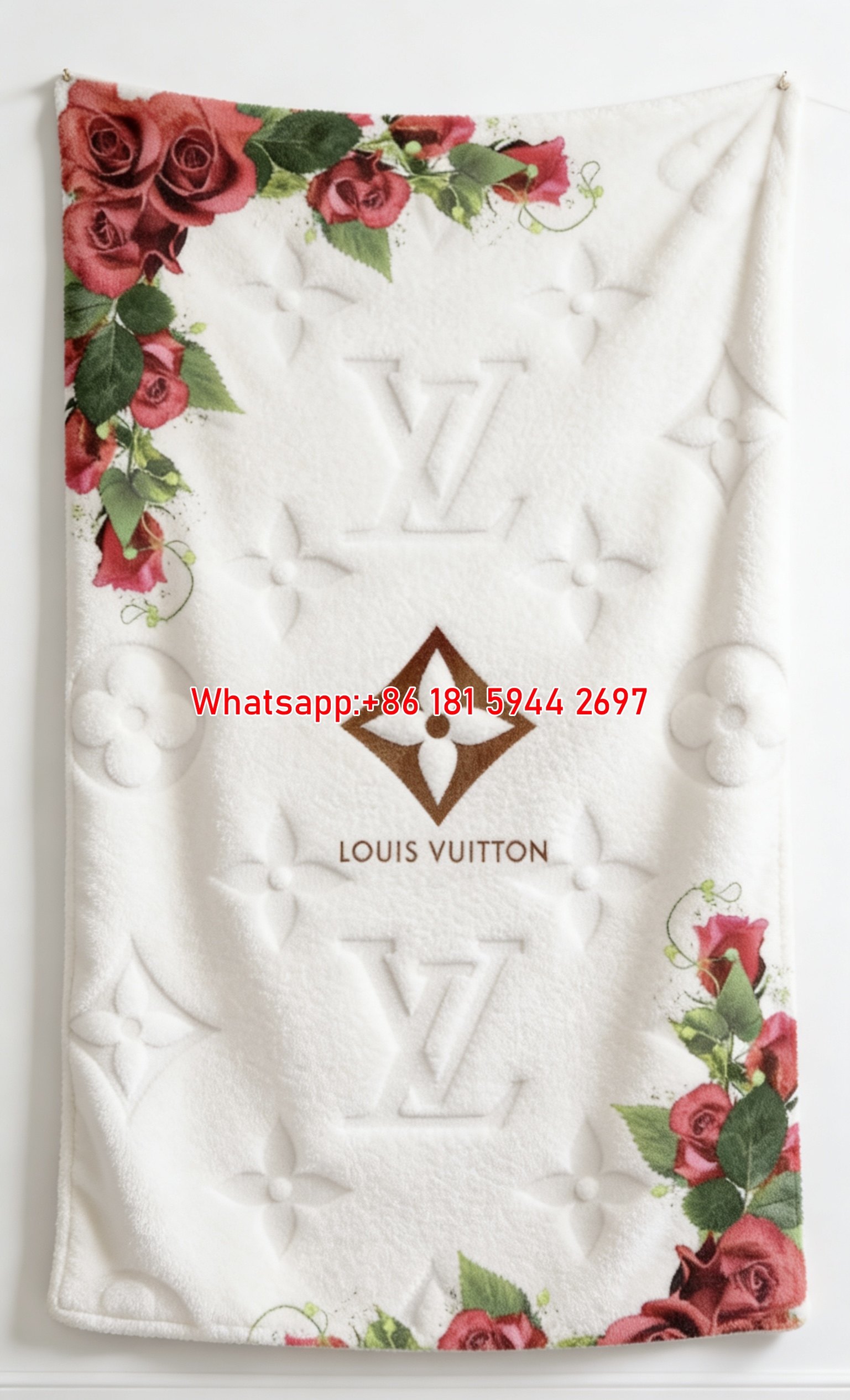 Elegant Rose Floral LV Flannel Throw Blanket 414